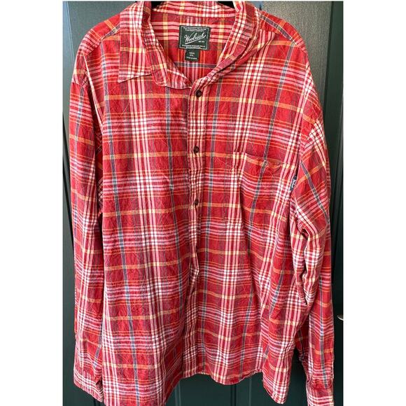 Woolrich Plaid Shirt XXL Rust Red Cotton Button Front Fall Outdoor Workwear - Picture 2 of 8